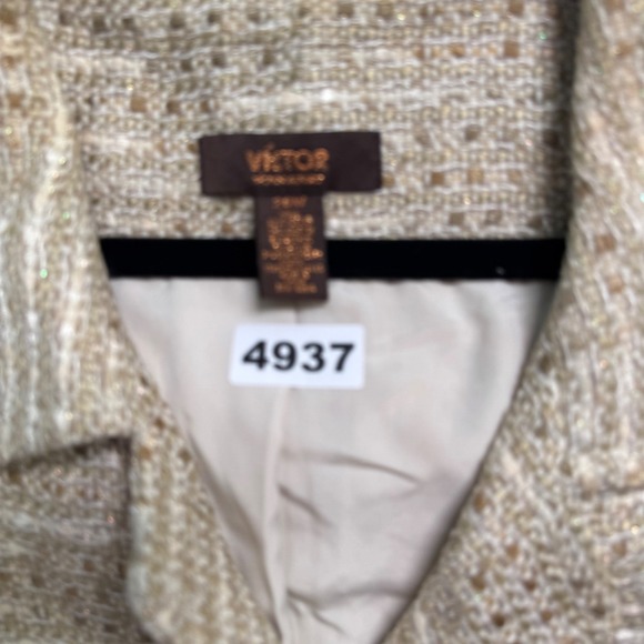 Metallic Gold Textured Tweed‎ Blazer Womens 20W Formal Career Evening Jacket - Picture 9 of 9